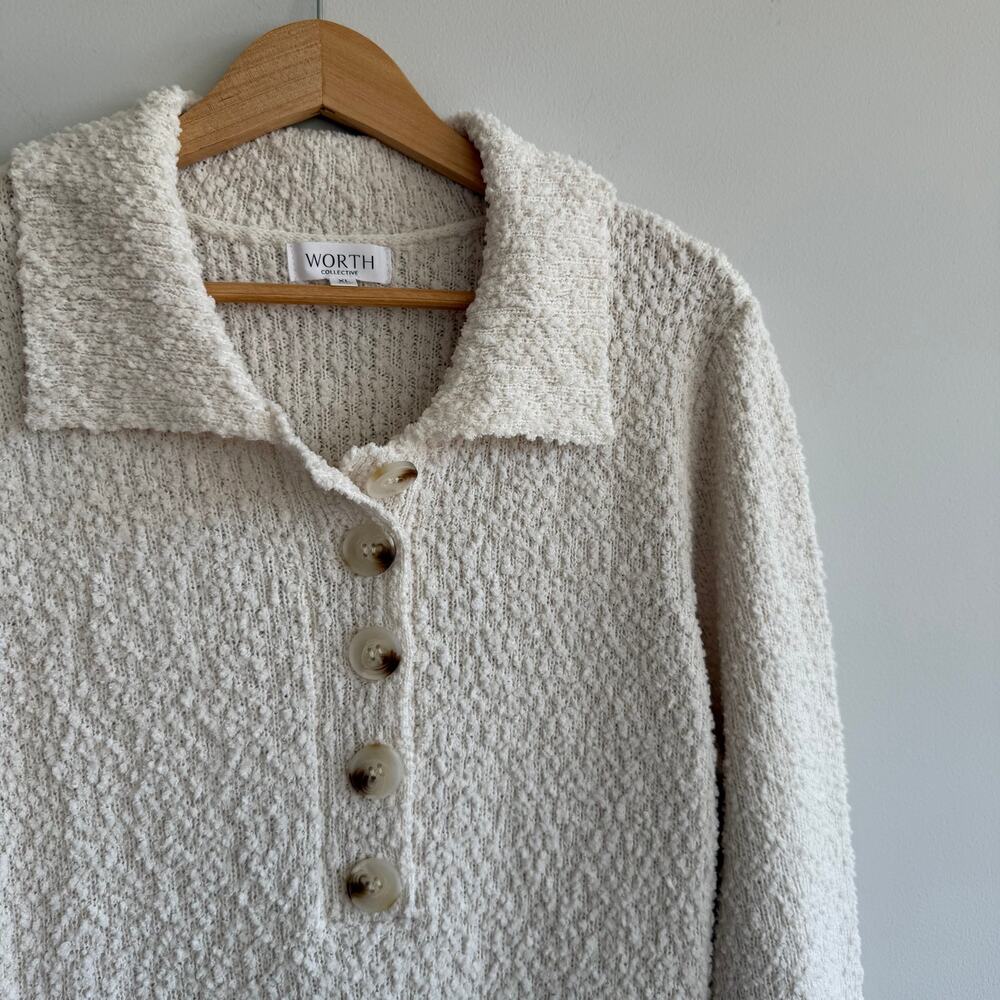 Worth Collective Collared Bell Sleeve Knit Maxi Dress White XL - Picture 7 of 10